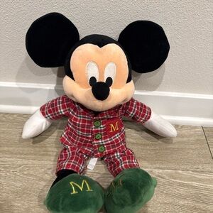 Disney Mickey Mouse Plush in Red and Green Plaid Outfit